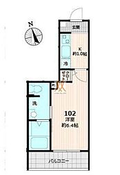 京成本線 千住大橋駅 徒歩9分の賃貸アパート 1階1Kの間取り