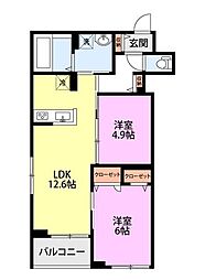 (仮称)日野市百草AP 2LDKの間取図画像