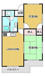ハイツ　セブン 3階2LDKの間取り