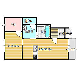 リュッケ御立中 1階1LDKの間取り