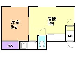 サンハウス 1DKの間取図画像