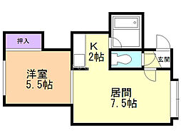 グランデールＮＯＷ 1階1LDKの間取り