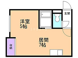 Wood611 1DKの間取図画像