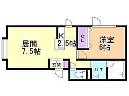 メゾンシュペール 1LDKの間取図画像