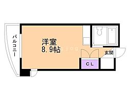 ソシエ山鼻 4階ワンルームの間取り