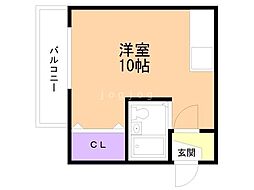 アルトゥパーク ワンルームの間取図画像
