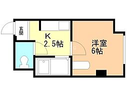 クロスコート 3階1Kの間取り