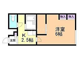 レオパレスカーサ藻岩 1Kの間取図画像