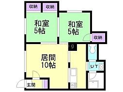 札幌市営南北線 中島公園駅 徒歩6分の賃貸アパート 1階2LDKの間取り