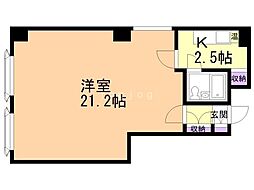 札幌市営東西線 西11丁目駅 徒歩5分の賃貸マンション 2階1Kの間取り