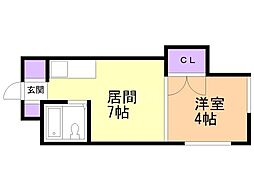 ルミナスS520 1DKの間取図画像