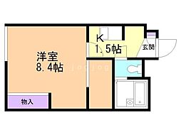 レオパレススターラポラ 2階1Kの間取り