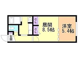 ＺＥＳＴＹ医大前 3階1LDKの間取り