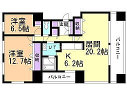 ラピス桑園 15階2LDKの間取り