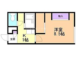 レオパレスくるみの木 1Kの間取図画像