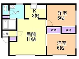 コロナード3 2LDKの間取図画像