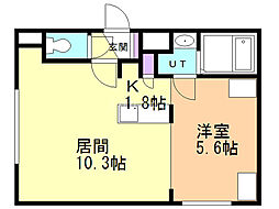 コラージュ琴似 3階1LDKの間取り