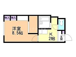 レオパレスセントラル南4条Ｂ 1階1Kの間取り