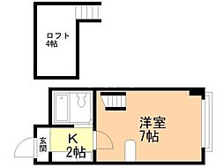 クイーン南5条 8階1Kの間取り