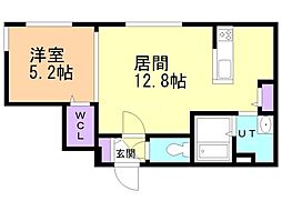 札幌市営東西線 バスセンター前駅 徒歩9分の賃貸マンション 4階1LDKの間取り