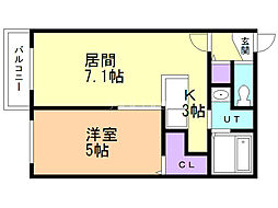 コンシェライズ 2階1LDKの間取り