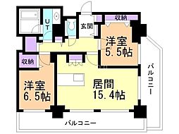 パシフィックタワー札幌 2904 29階2LDKの間取り