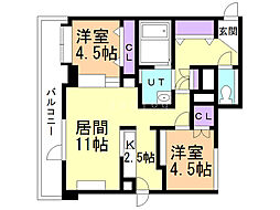 ピュア東彩館II 5階2LDKの間取り