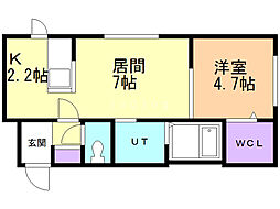 Ｐｅｅｒｓｏｎ　Ｓ7Ｗ10 2階1DKの間取り