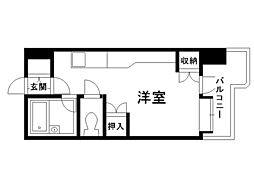 サンシャイン・シティー21 4階ワンルームの間取り