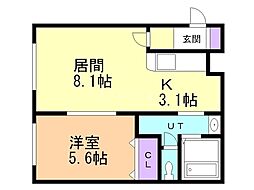 アベニール3・2 1階1LDKの間取り