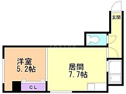 パークヒルズ中央K 1DKの間取図画像
