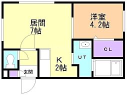 ＣＯＲＯＣＯＲＯ南8条 4階1LDKの間取り