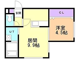 エムパレス 1階1LDKの間取り