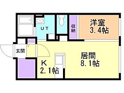 Ｋｕｌｔａ大通 1階1LDKの間取り