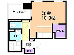 ファーストアヴェニュー円山公園 3階ワンルームの間取り