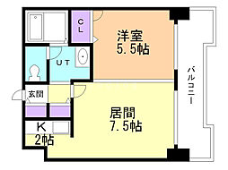 グランカーサ南11条 8階1DKの間取り