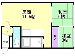 サン・ハイツザ・ミナミ 2LDKの間取図画像