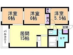 ドミ幌西第2 3LDKの間取図画像