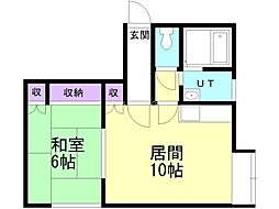 ニューウエスト八軒 1LDKの間取図画像