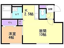 札幌市中央区南十二条西14丁目アパート 1LDKの間取図画像