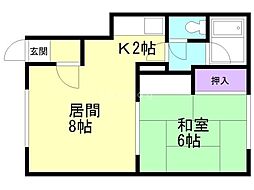 野口マンション 1LDKの間取図画像