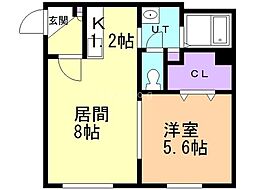 アフィーノ中島公園 1LDKの間取図画像