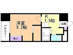 D'sVARIE札幌レジデンス 1Kの間取図画像