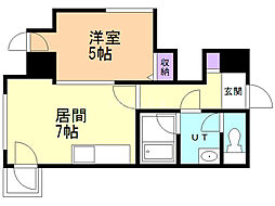 コートロティ大通 1DKの間取図画像