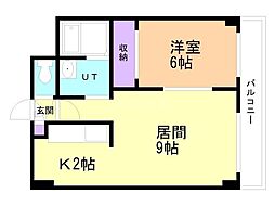 ルーブル6条館 1LDKの間取図画像