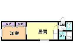 シンエービル 1LDKの間取図画像
