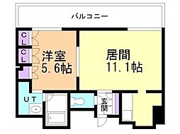 ラフィネタワー札幌南3条 1LDKの間取図画像