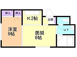 シャロンパレス 1LDKの間取図画像