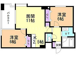 ノヴァ大通-2 2LDKの間取図画像