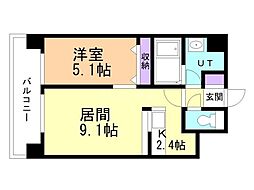RESIDIAKITA-SANJO 1LDKの間取図画像